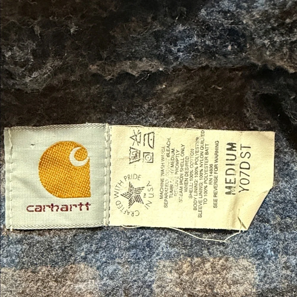 Vintage Carhartt Kids Hooded Denim Jacket, Size Medium 10/12.